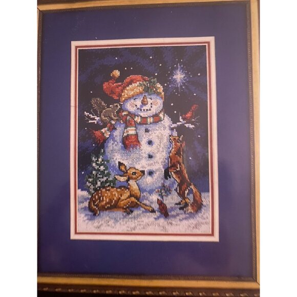 Midnight Snowman Counted Cross Stitch Kit By Dimensions Winter Holiday Craft 5x7 - Picture 3 of 5